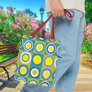 Print Tote Bag - Abstract Green Circles Pattern - Dipaliz - Bags