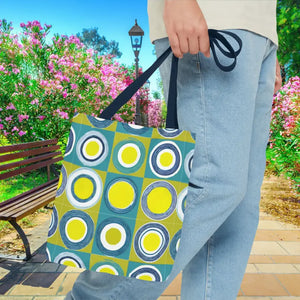 Print Tote Bag - Abstract Green Circles Pattern - Dipaliz - Bags
