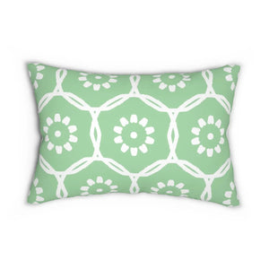 Green Geometric Pattern – Polyester Lumbar Pillow - Dipaliz - Throw Pillows