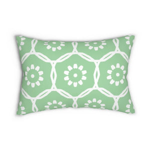 Green Geometric Pattern – Polyester Lumbar Pillow - Dipaliz - Throw Pillows