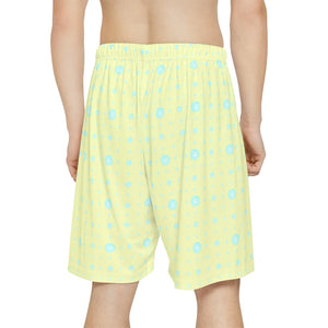 Lime Yellow Sports Shorts - Abstract Pattern - Dipaliz