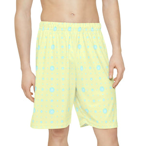 Lime Yellow Sports Shorts - Abstract Pattern - Dipaliz