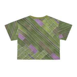 Abstract Pattern Crop Tee Green Purple Design - Dipaliz - T-shirts