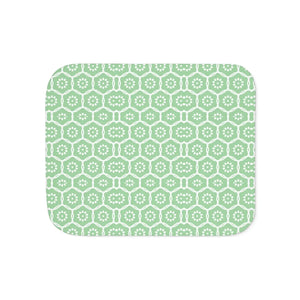 Pastel Green Sherpa Blanket – Abstract Pattern - Dipaliz - Quilts & Comforters