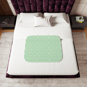 Pastel Green Sherpa Blanket – Abstract Pattern - Dipaliz - Quilts & Comforters
