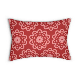 Spun Polyester Lumbar Pillow - Red Abstract Design - Dipaliz - 20’’ × 14’’ - Pillows