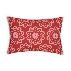 Spun Polyester Lumbar Pillow - Red Abstract Design - Dipaliz - 20’’ × 14’’ - Pillows