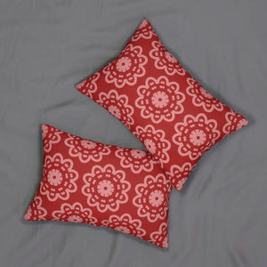 Spun Polyester Lumbar Pillow - Red Abstract Design - Dipaliz - 20’’ × 14’’ - Pillows