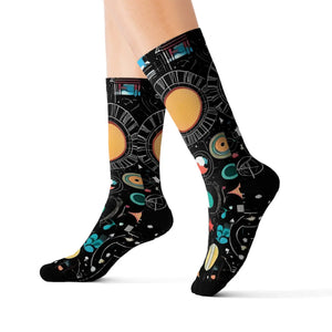Cosmic Sublimation Socks - Abstract Planets Print - Dipaliz