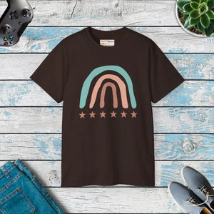 Unisex Ultra Cotton Tee - Abstract Rainbow Art Design - Dipaliz - Dark Chocolate / s - Clothing Tops