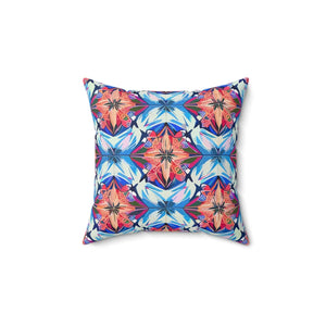 Abstract Red Polyester Square Pillow - Spun - Dipaliz - Throw Pillows