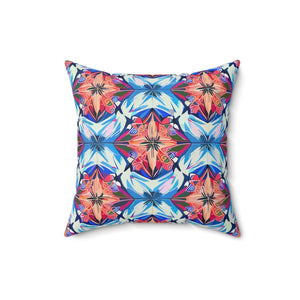 Abstract Red Polyester Square Pillow - Spun - Dipaliz - Throw Pillows