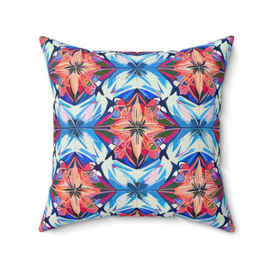Abstract Red Polyester Square Pillow - Spun - Dipaliz - Throw Pillows