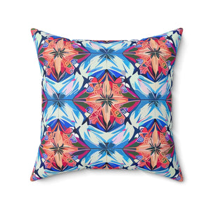 Abstract Red Polyester Square Pillow - Spun - Dipaliz - Throw Pillows