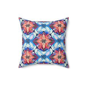 Abstract Red Polyester Square Pillow - Spun - Dipaliz - Throw Pillows