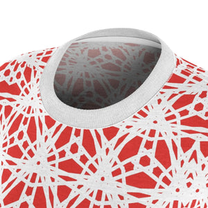 Abstract Red Pattern Tee - Polyester Comfort Fit - Dipaliz - T-shirts - Xs
