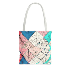 Abstract Square Print Tote Bag - Bold Style Statement - Dipaliz - 13’’ × / White - Bags