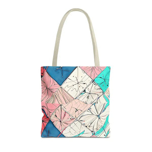 Abstract Square Print Tote Bag - Bold Style Statement - Dipaliz - 16’’ × / Beige - Bags