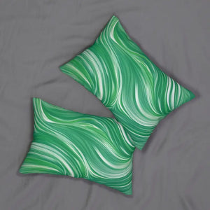 Spun Polyester Lumbar Pillow - Green Wavy Pattern - Dipaliz - 20’’ × 14’’ - Pillows