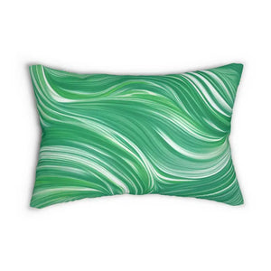 Spun Polyester Lumbar Pillow - Green Wavy Pattern - Dipaliz - 20’’ × 14’’ - Pillows