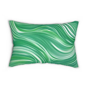 Spun Polyester Lumbar Pillow - Green Wavy Pattern - Dipaliz - 20’’ × 14’’ - Pillows