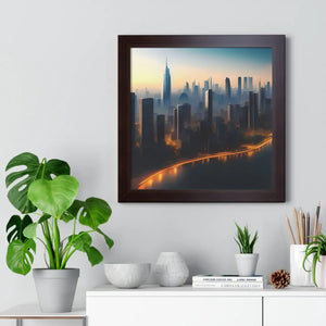 Modern Framed Horizontal Poster - Aerial City Skyscrapers - Dipaliz - Posters Prints & Visual Artwork