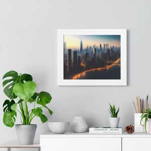 Modern Framed Horizontal Poster - Aerial City Skyscrapers - Dipaliz - Posters Prints & Visual Artwork