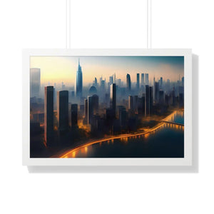 Modern Framed Horizontal Poster - Aerial City Skyscrapers - Dipaliz - Posters Prints & Visual Artwork