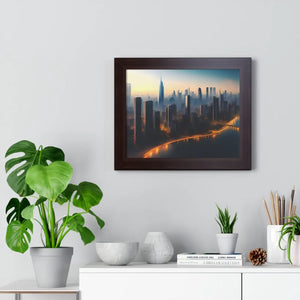 Modern Framed Horizontal Poster - Aerial City Skyscrapers - Dipaliz - Posters Prints & Visual Artwork