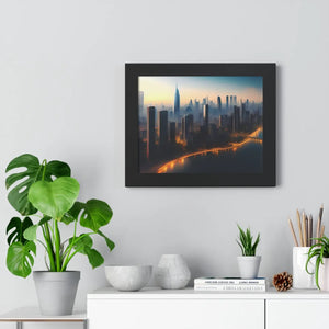 Modern Framed Horizontal Poster - Aerial City Skyscrapers - Dipaliz - Posters Prints & Visual Artwork