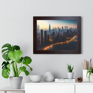 Modern Framed Horizontal Poster - Aerial City Skyscrapers - Dipaliz - Posters Prints & Visual Artwork