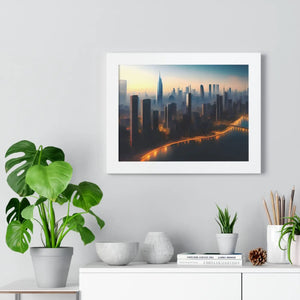 Modern Framed Horizontal Poster - Aerial City Skyscrapers - Dipaliz - Posters Prints & Visual Artwork