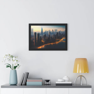Modern Framed Horizontal Poster - Aerial City Skyscrapers - Dipaliz - Posters Prints & Visual Artwork