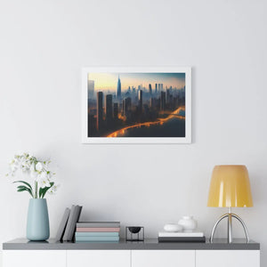 Modern Framed Horizontal Poster - Aerial City Skyscrapers - Dipaliz - Posters Prints & Visual Artwork