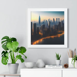 Modern Framed Horizontal Poster - Aerial City Skyscrapers - Dipaliz - Posters Prints & Visual Artwork