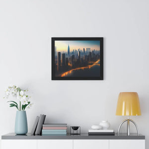 Modern Framed Horizontal Poster - Aerial City Skyscrapers - Dipaliz - Posters Prints & Visual Artwork