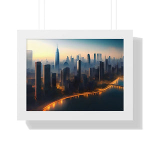 Modern Framed Horizontal Poster - Aerial City Skyscrapers - Dipaliz - Posters Prints & Visual Artwork