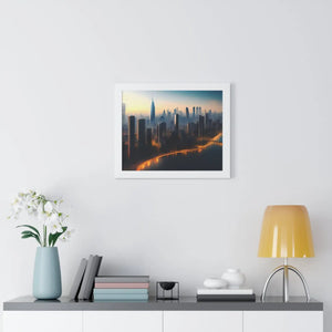 Modern Framed Horizontal Poster - Aerial City Skyscrapers - Dipaliz - Posters Prints & Visual Artwork