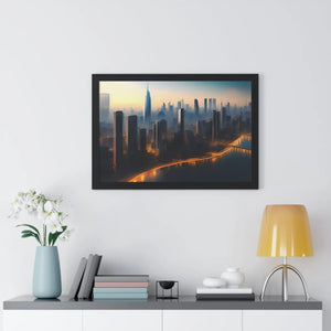 Modern Framed Horizontal Poster - Aerial City Skyscrapers - Dipaliz - Posters Prints & Visual Artwork