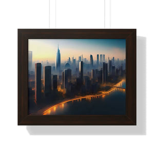 Modern Framed Horizontal Poster - Aerial City Skyscrapers - Dipaliz - Posters Prints & Visual Artwork