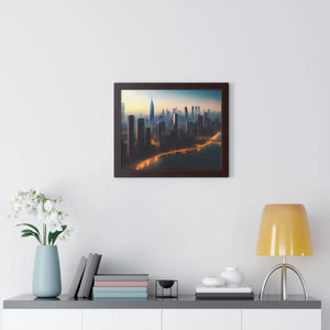 Modern Framed Horizontal Poster - Aerial City Skyscrapers - Dipaliz - Posters Prints & Visual Artwork