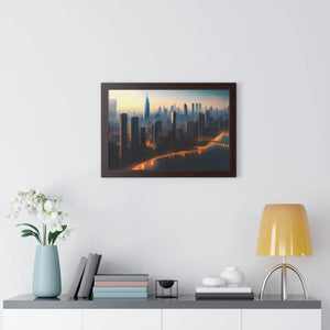 Modern Framed Horizontal Poster - Aerial City Skyscrapers - Dipaliz - Posters Prints & Visual Artwork