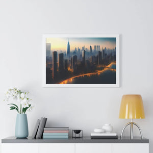 Modern Framed Horizontal Poster - Aerial City Skyscrapers - Dipaliz - Posters Prints & Visual Artwork