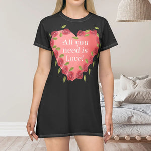 Love Hearts T-shirt Dress – Chic Casual Wear - Dipaliz - Dresses - Xs