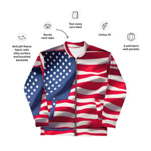 Patriotic American Flag Unisex Bomber Jacket - Dipaliz - Jackets