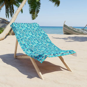 Blue Abstract Pattern Beach Towel - Cotton Loop Backing - Dipaliz - Towels