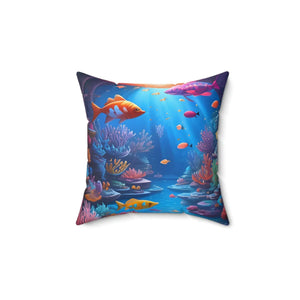 Colorful Fishes Pillow – Spun Polyester Square - Dipaliz - Throw Pillows