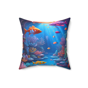 Colorful Fishes Pillow – Spun Polyester Square - Dipaliz - Throw Pillows