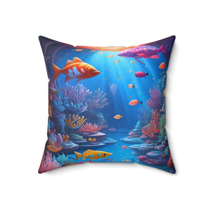 Colorful Fishes Pillow – Spun Polyester Square - Dipaliz - Throw Pillows