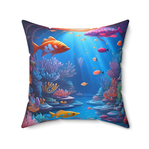 Colorful Fishes Pillow – Spun Polyester Square - Dipaliz - Throw Pillows